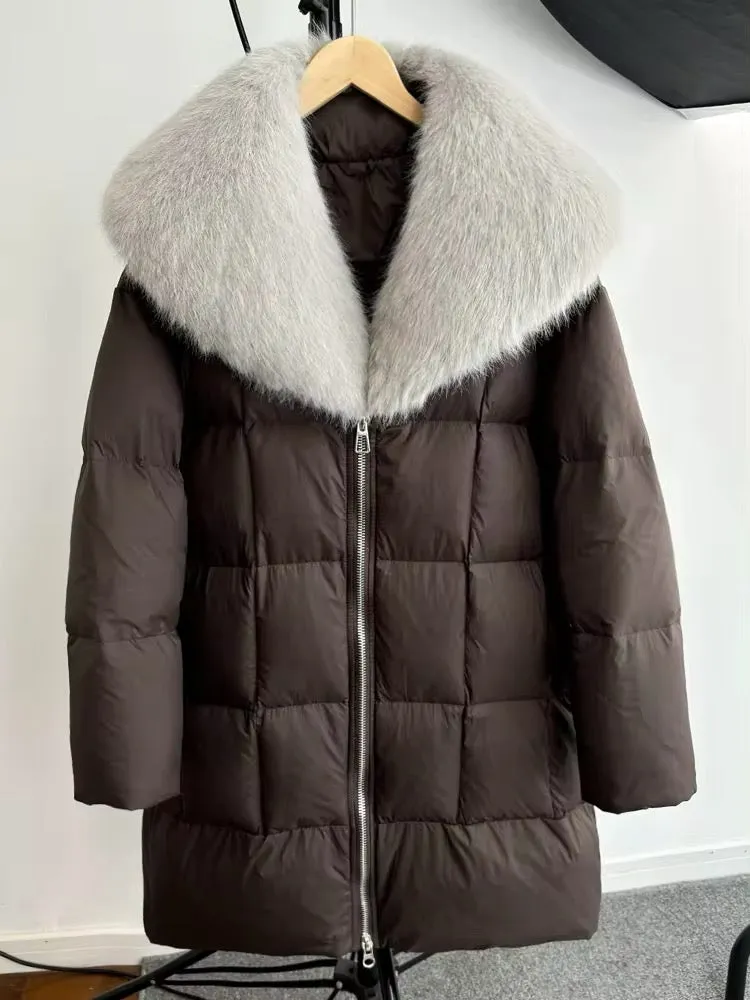 Luxurious Women's Long Duck Down Jacket