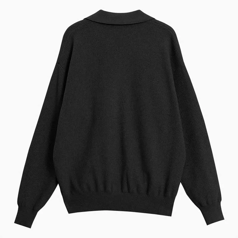 Mens Anti-pilling Loose Polo Collar Sweater