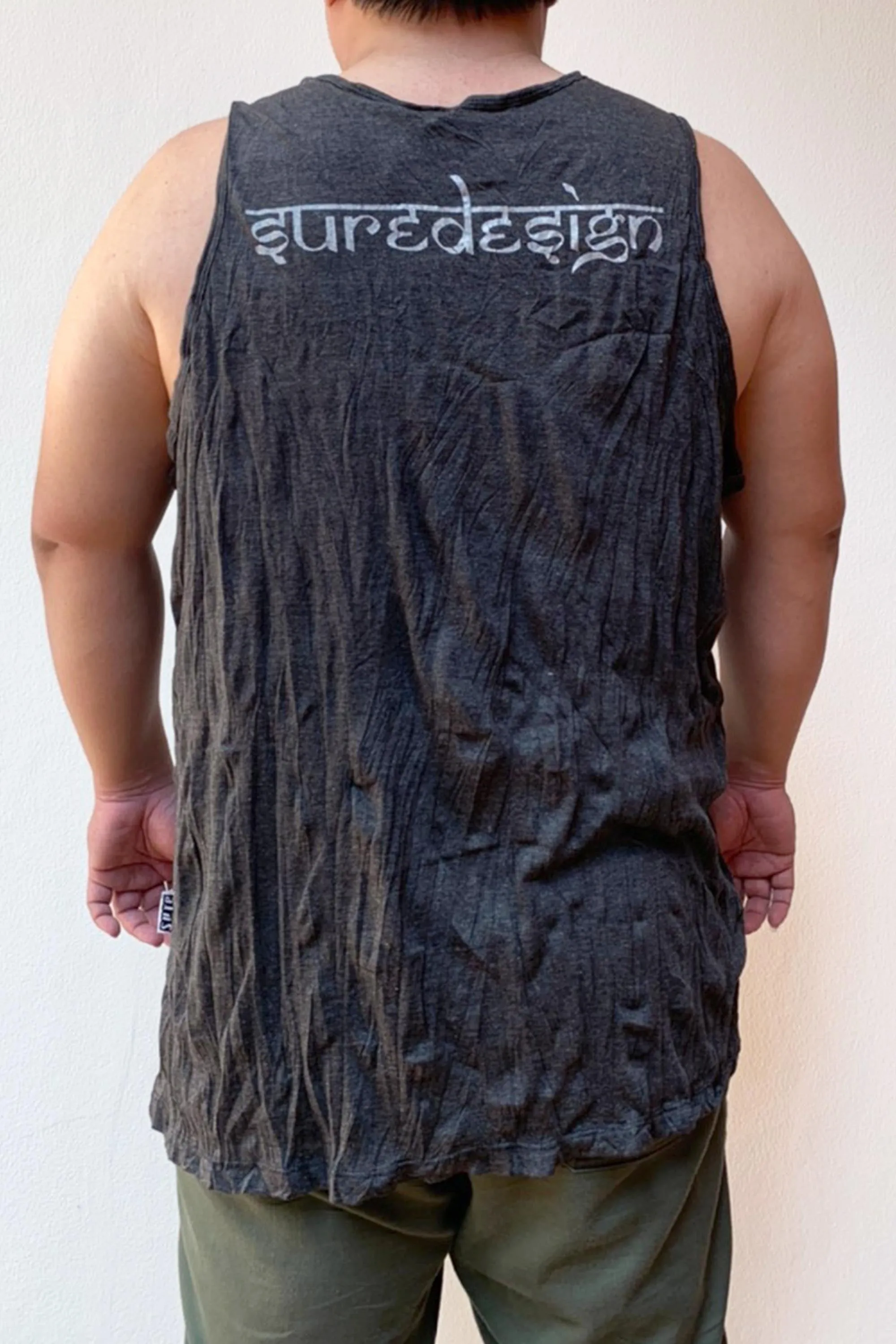 Men's Big Om Tank Top in Silver on Black