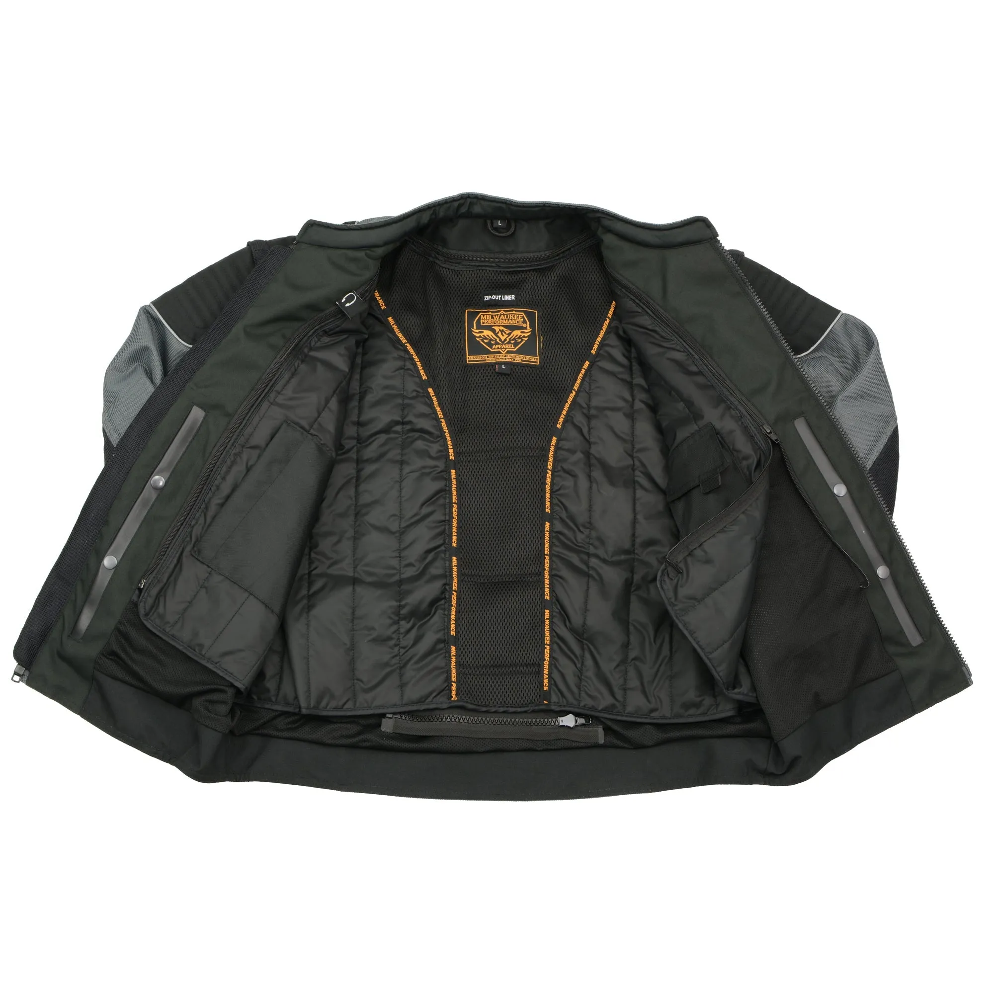 Mens Black & Grey Mesh Armored Racing Jacket w/ Racing Stripes