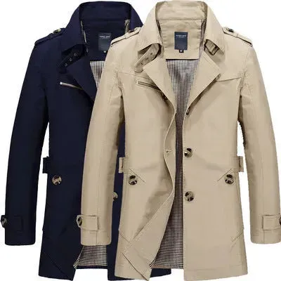 Men's casual jacket mid-length trench coat