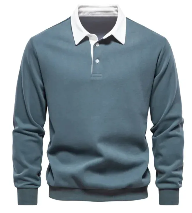 Men's Fashion Casual Versatile Long Sleeves Polo Collar Sweater