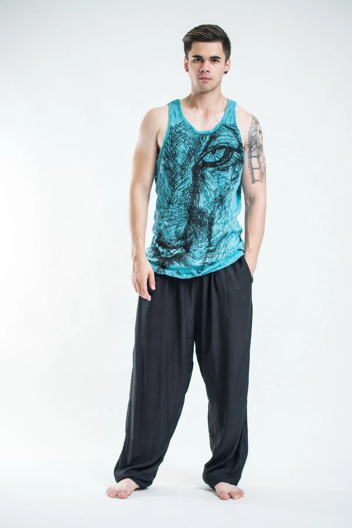 Mens Lions Eye Tank Top in Turquoise