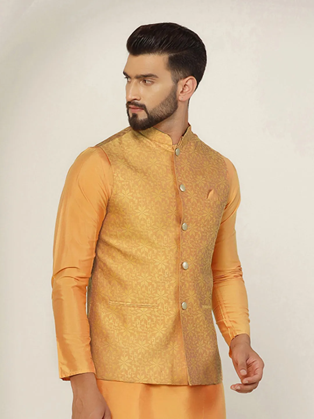 Men's Mustard Nehru Jacket (Set of 1)