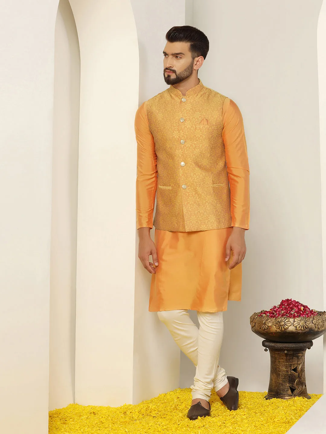 Men's Mustard Nehru Jacket (Set of 1)