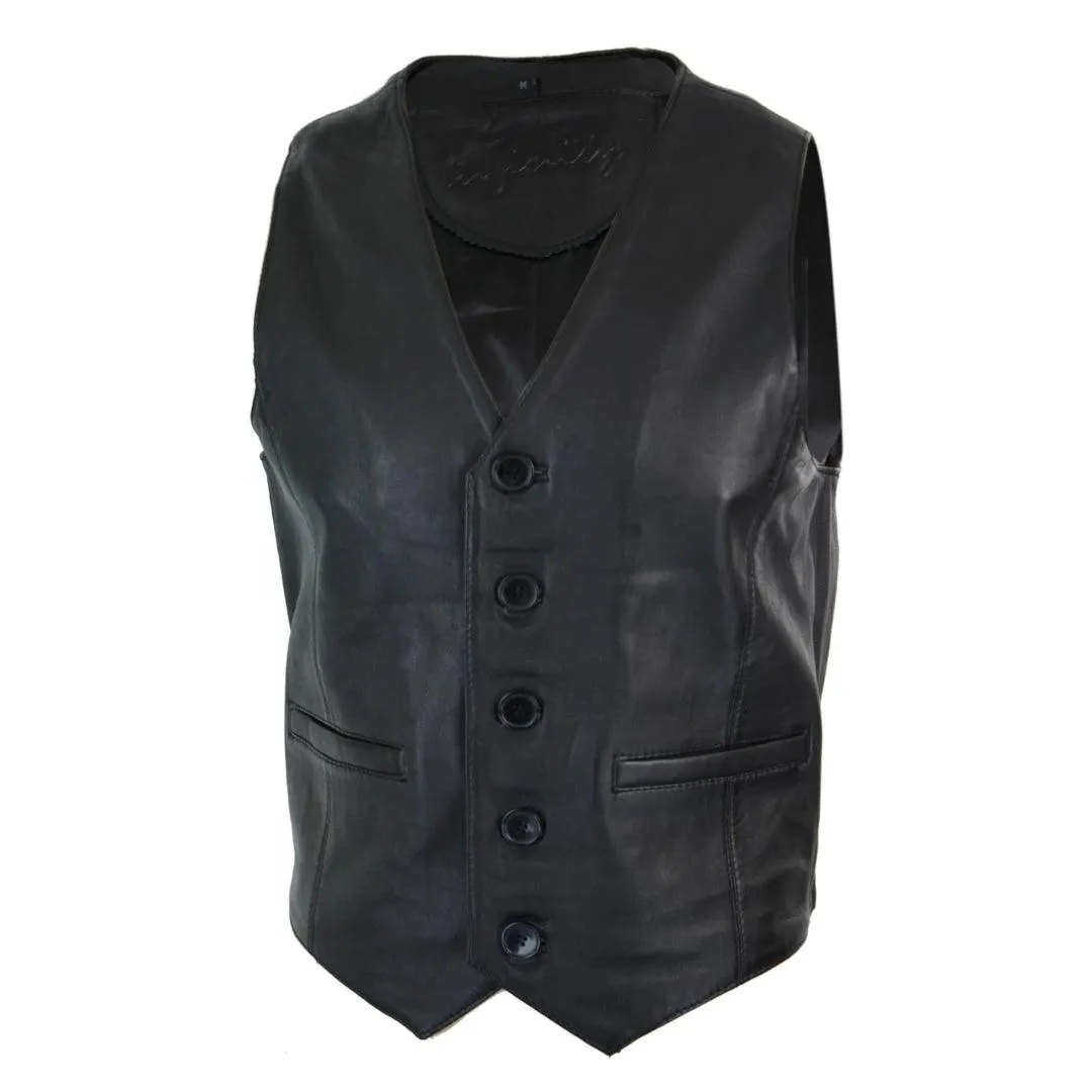 Mens Real Leather Gilet Waistcoat Classic Vintage Retro Black Camel