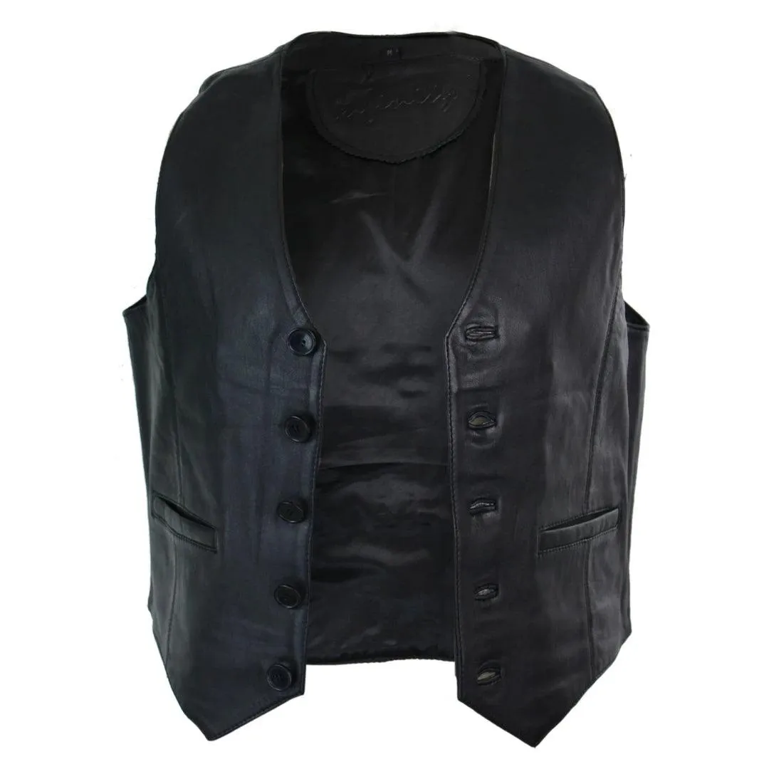 Mens Real Leather Gilet Waistcoat Classic Vintage Retro Black Camel