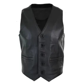 Mens Real Leather Gilet Waistcoat Classic Vintage Retro Black Camel