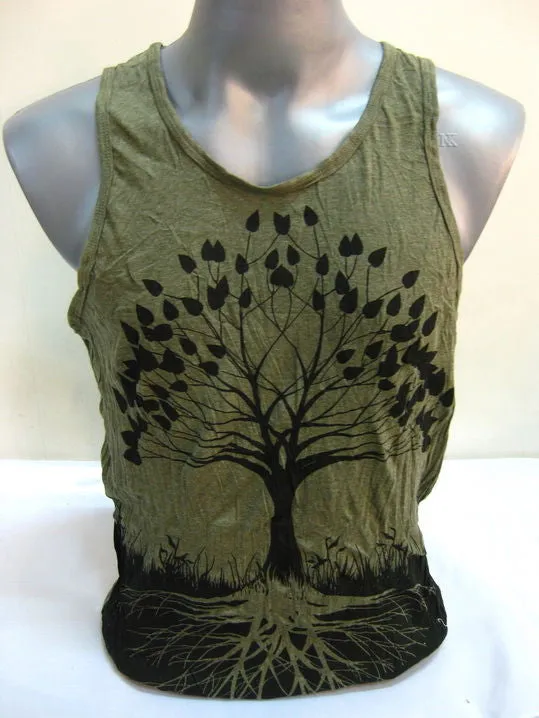 Mens Tree of Life Tank Top in Green