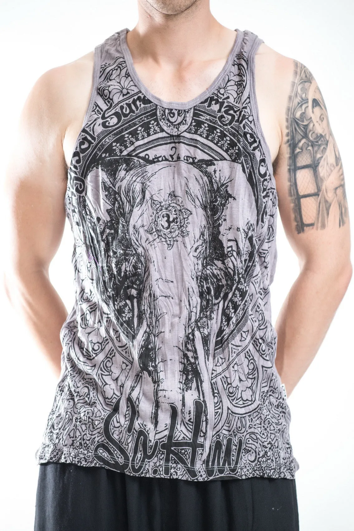 Mens Wild Elephant Tank Top in Gray