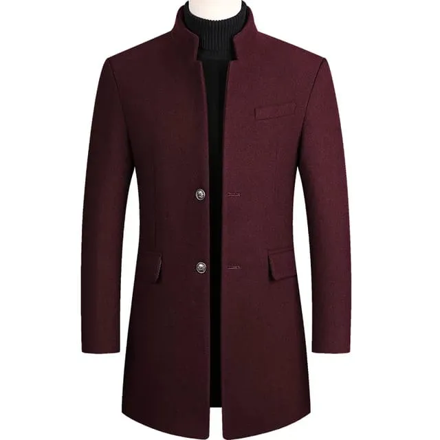 Men's Winter Mid-Long Trench Classic Solid Thickening coat - S4025989