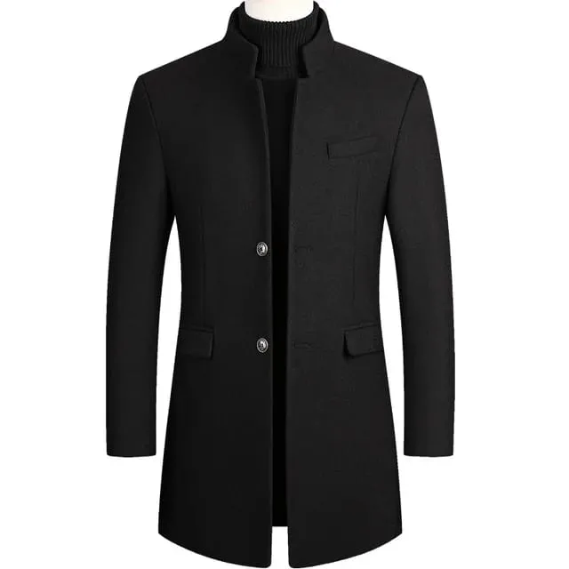 Men's Winter Mid-Long Trench Classic Solid Thickening coat - S4025989