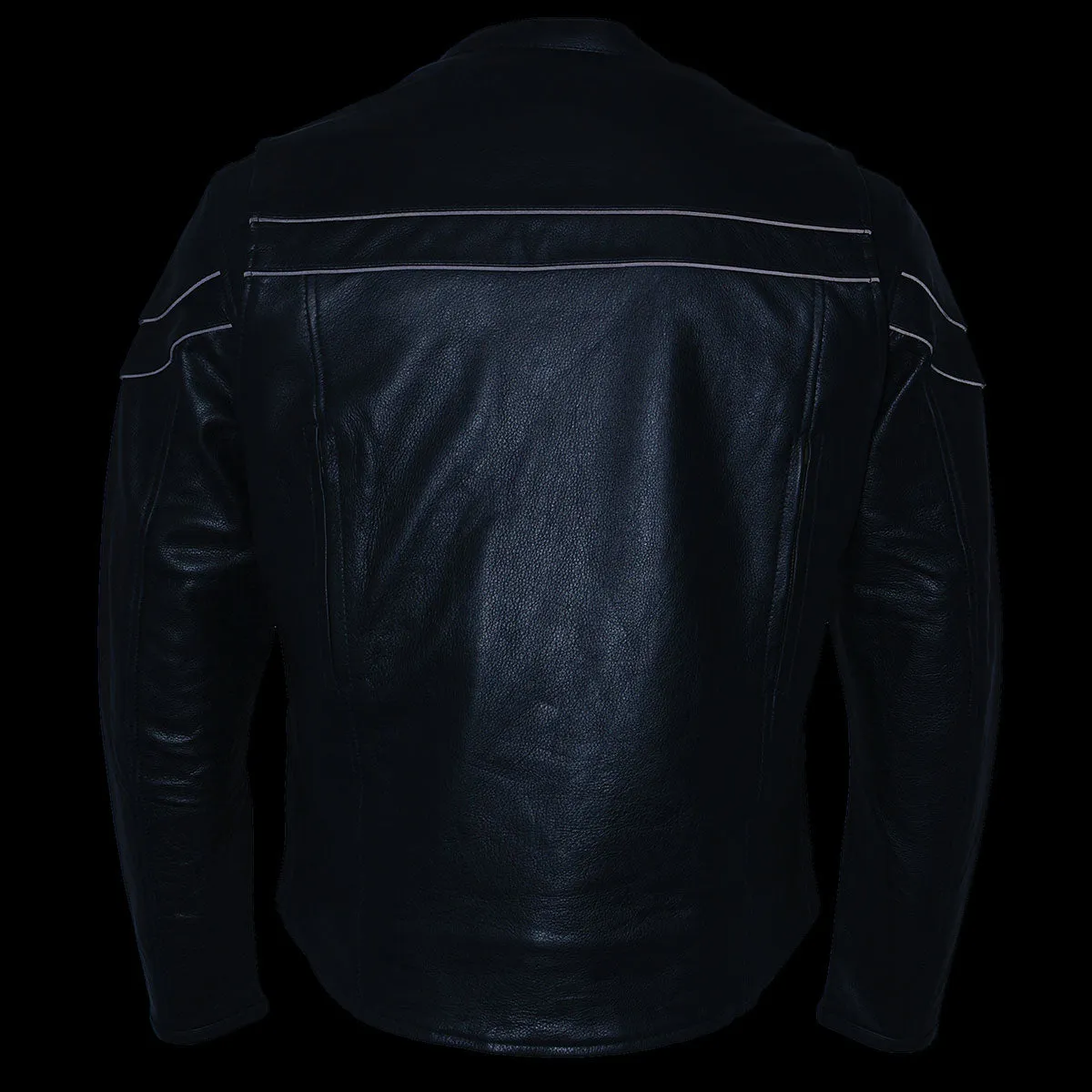 Milwaukee Leather LKM1725 Men's Black Leather Sporty Crossover Scooter Motorcycle Jacket w/ Reflective Piping