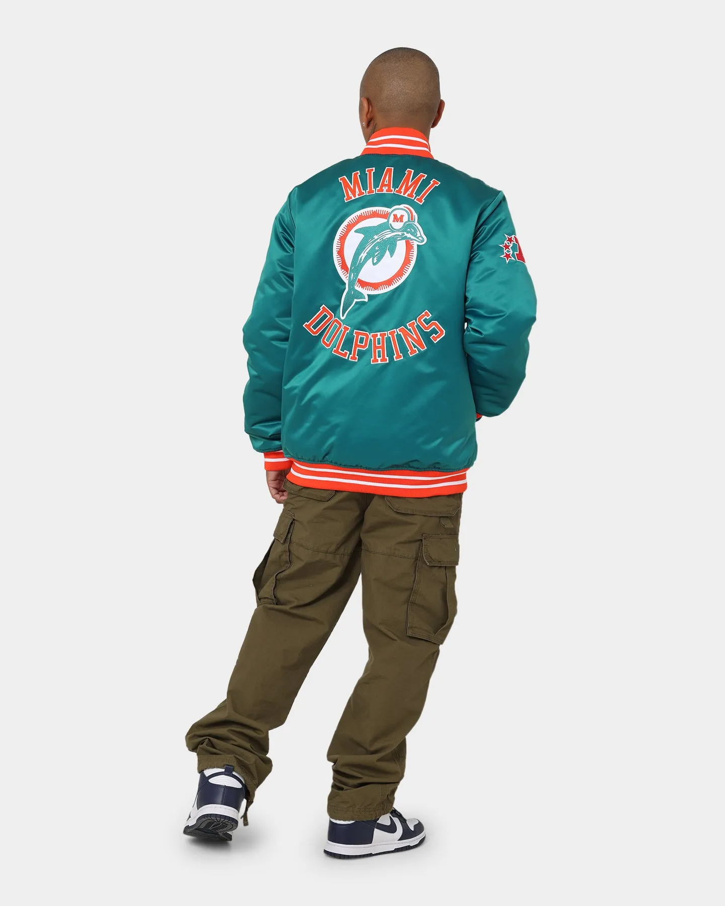 Mitchell & Ness Miami Dolphins Heavyweight Satin Jacket Light Blue