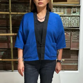 Mixed Herringbone Imprint Kimono, Electric Blue