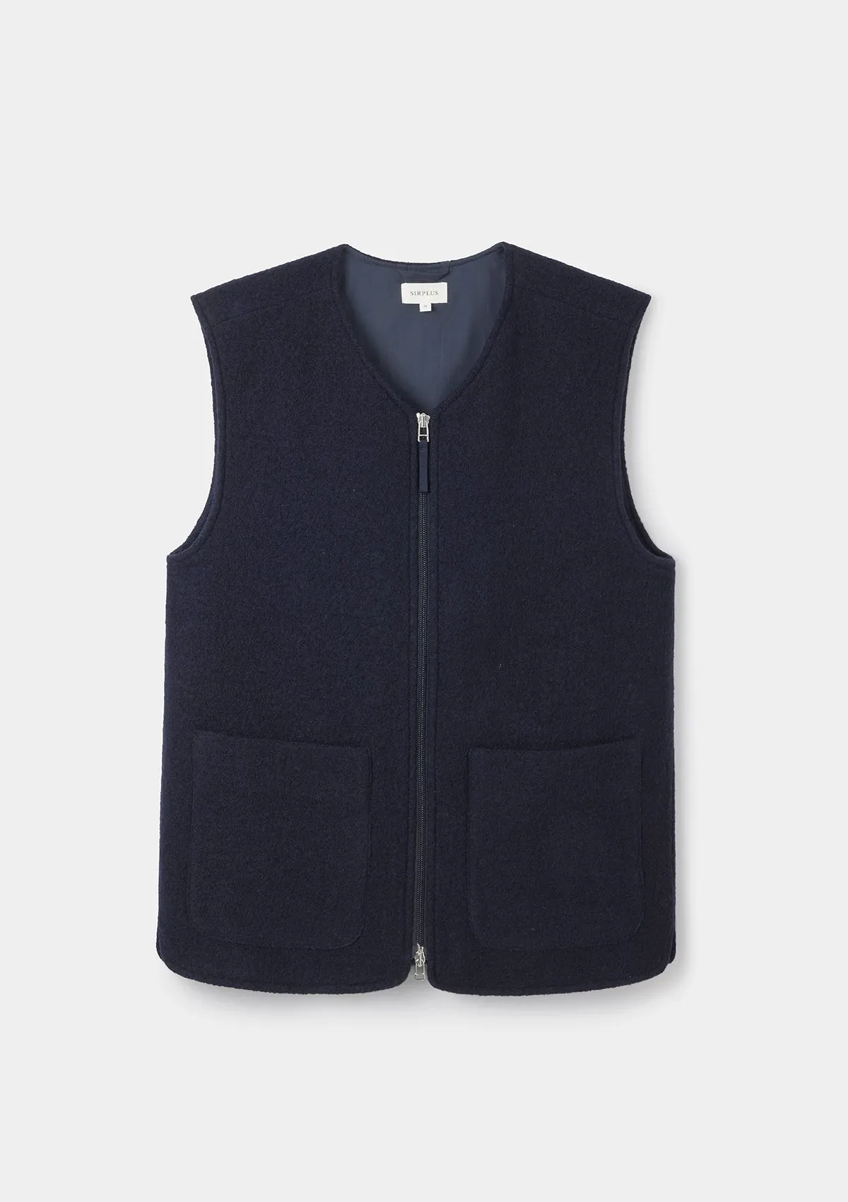 Navy Boucle Wool Gilet