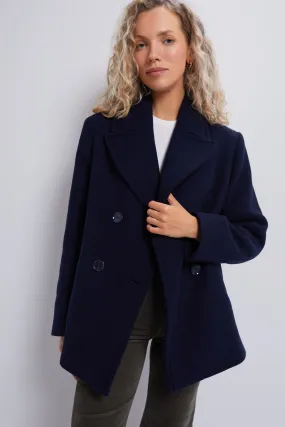 Navy Ingrid Wool Peacoat