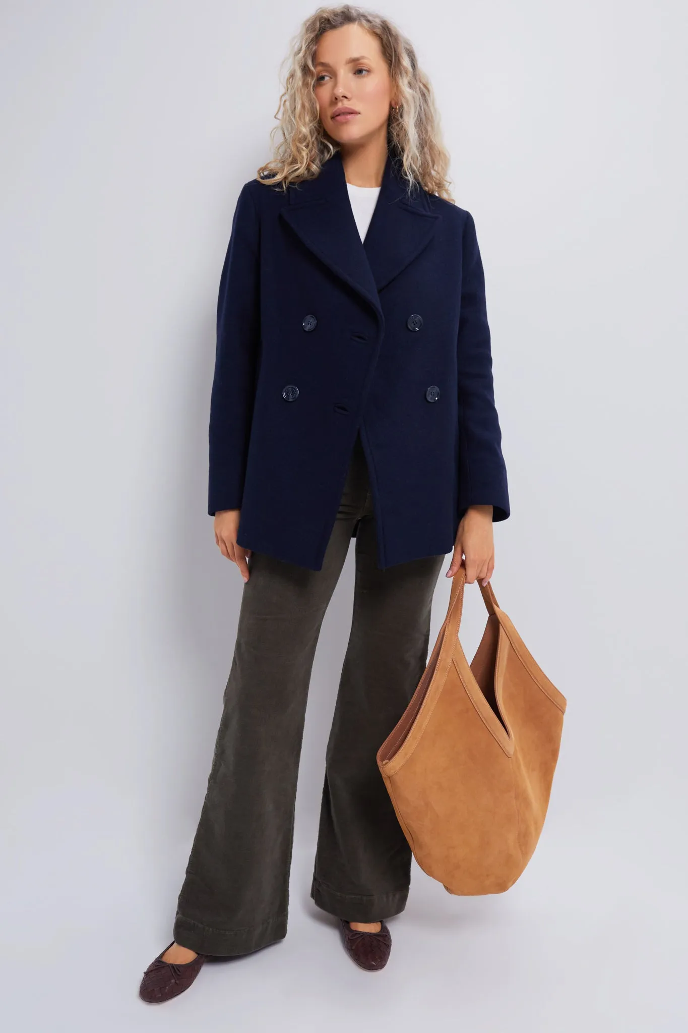 Navy Ingrid Wool Peacoat