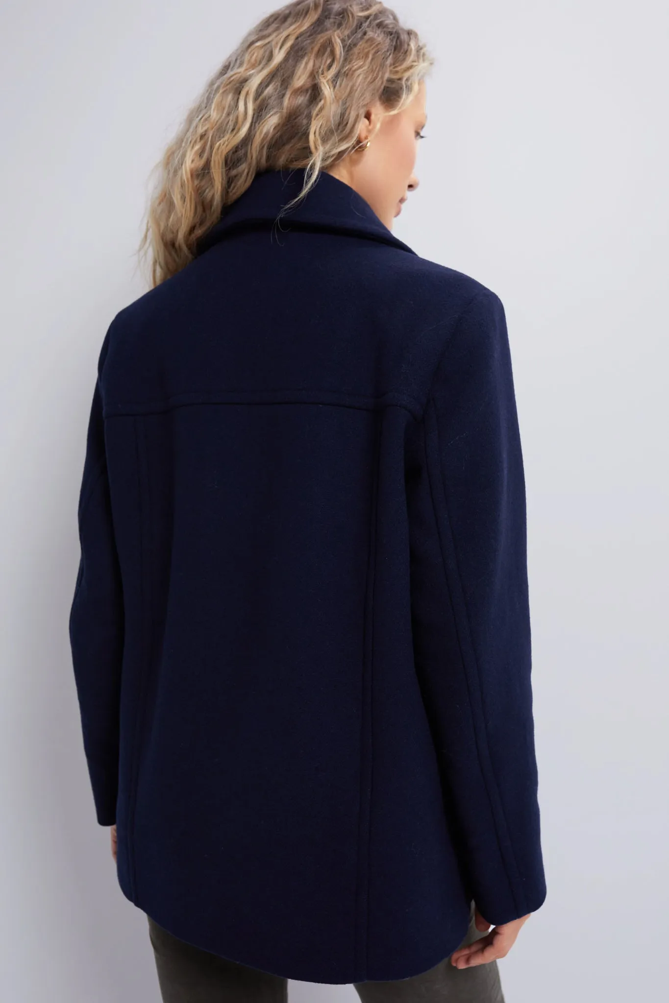 Navy Ingrid Wool Peacoat