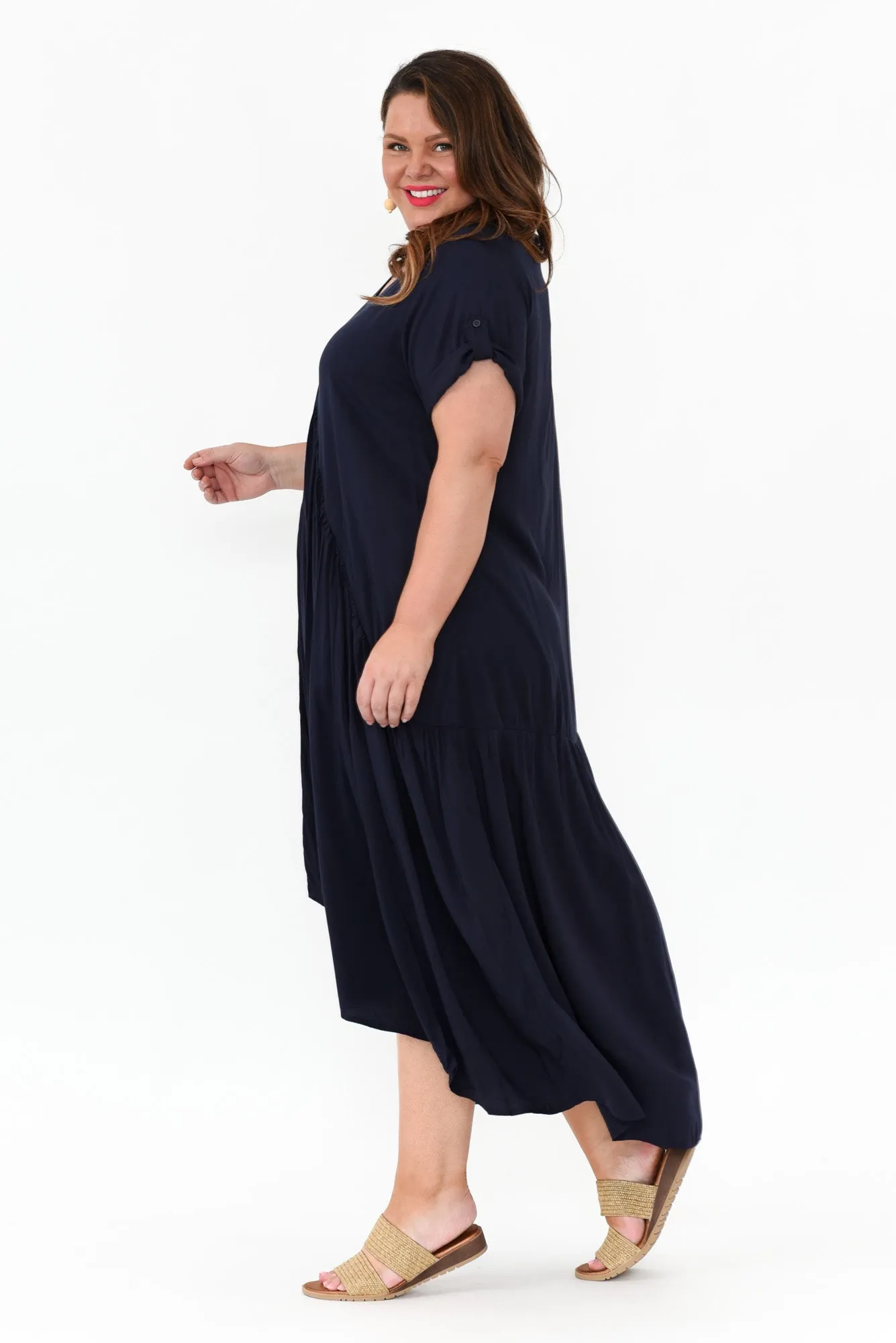 Navy Peak Maxi Dress