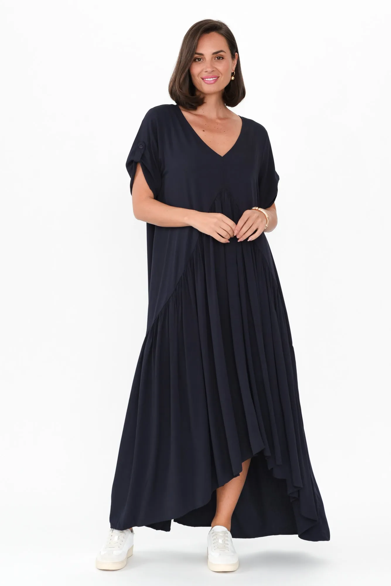 Navy Peak Maxi Dress