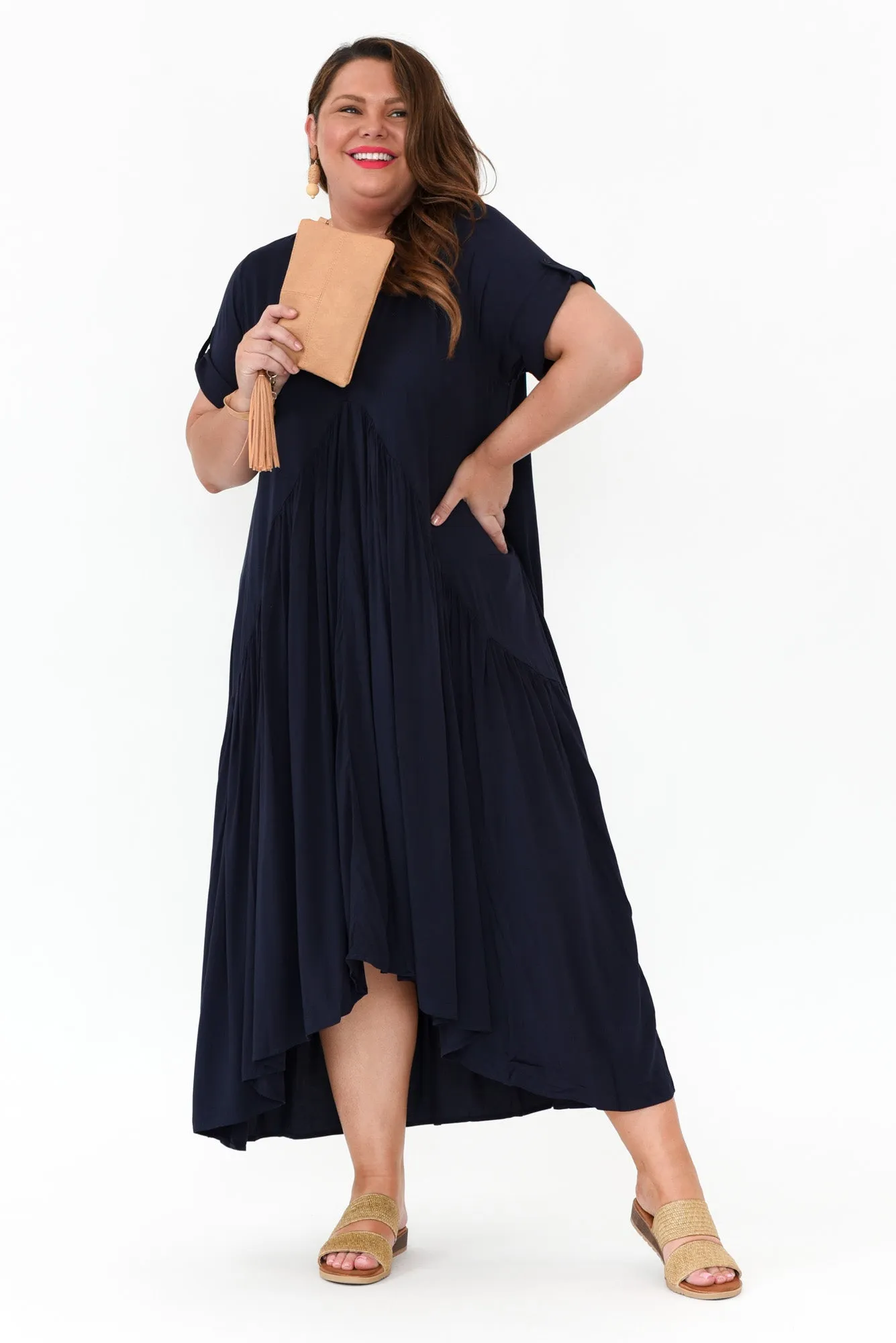 Navy Peak Maxi Dress