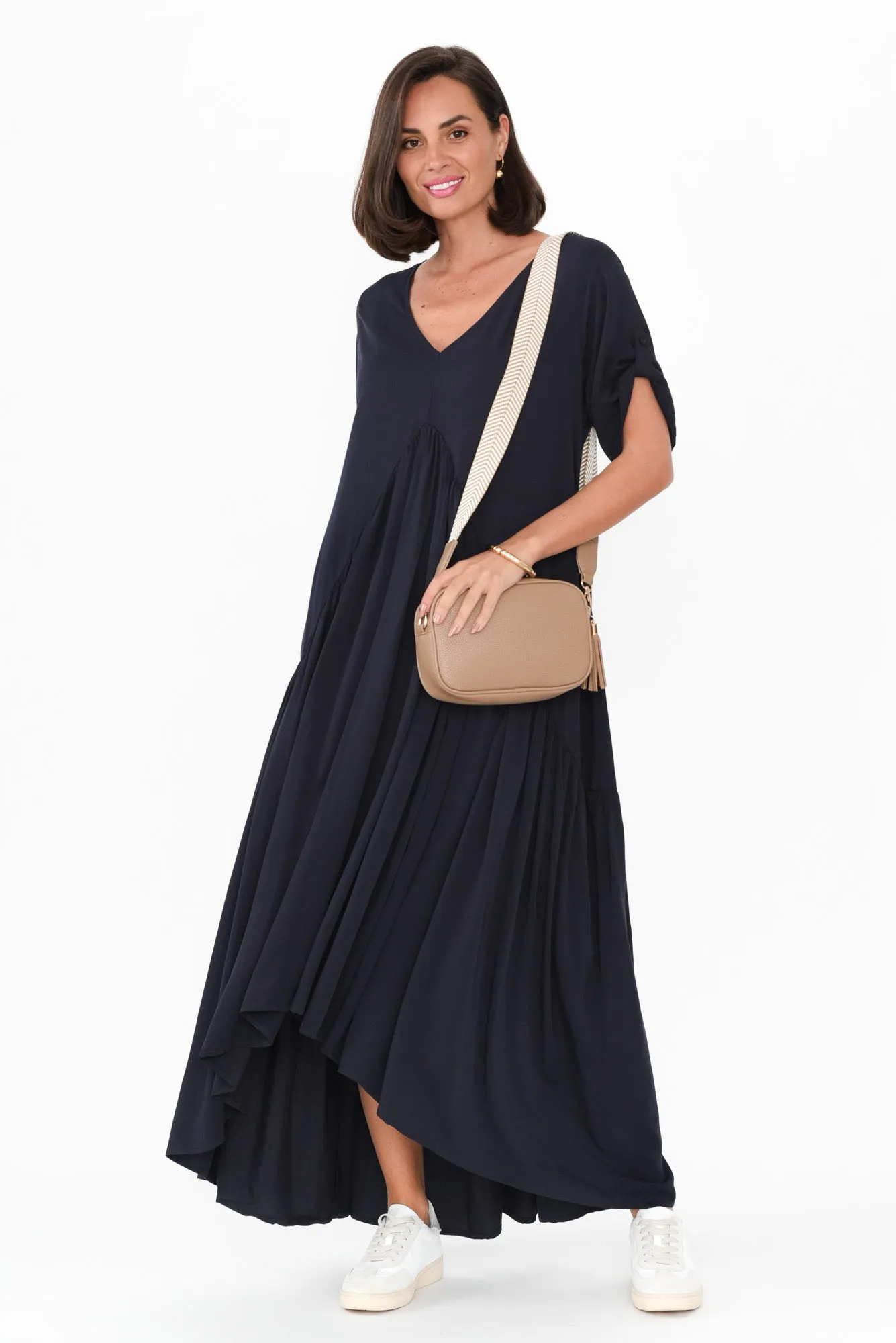 Navy Peak Maxi Dress