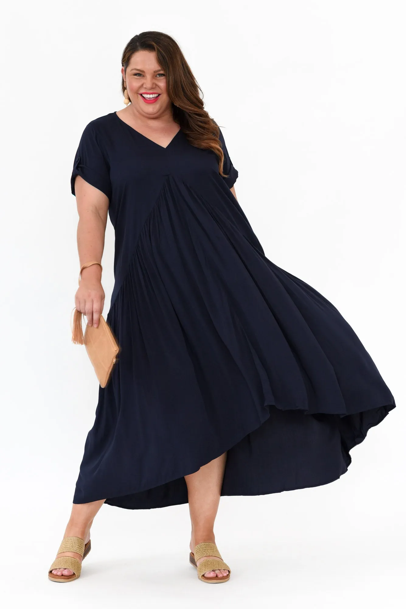 Navy Peak Maxi Dress