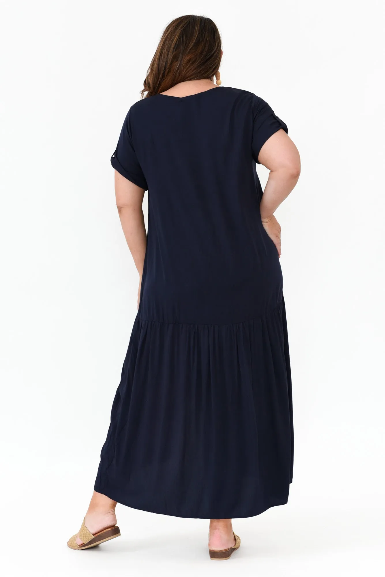 Navy Peak Maxi Dress