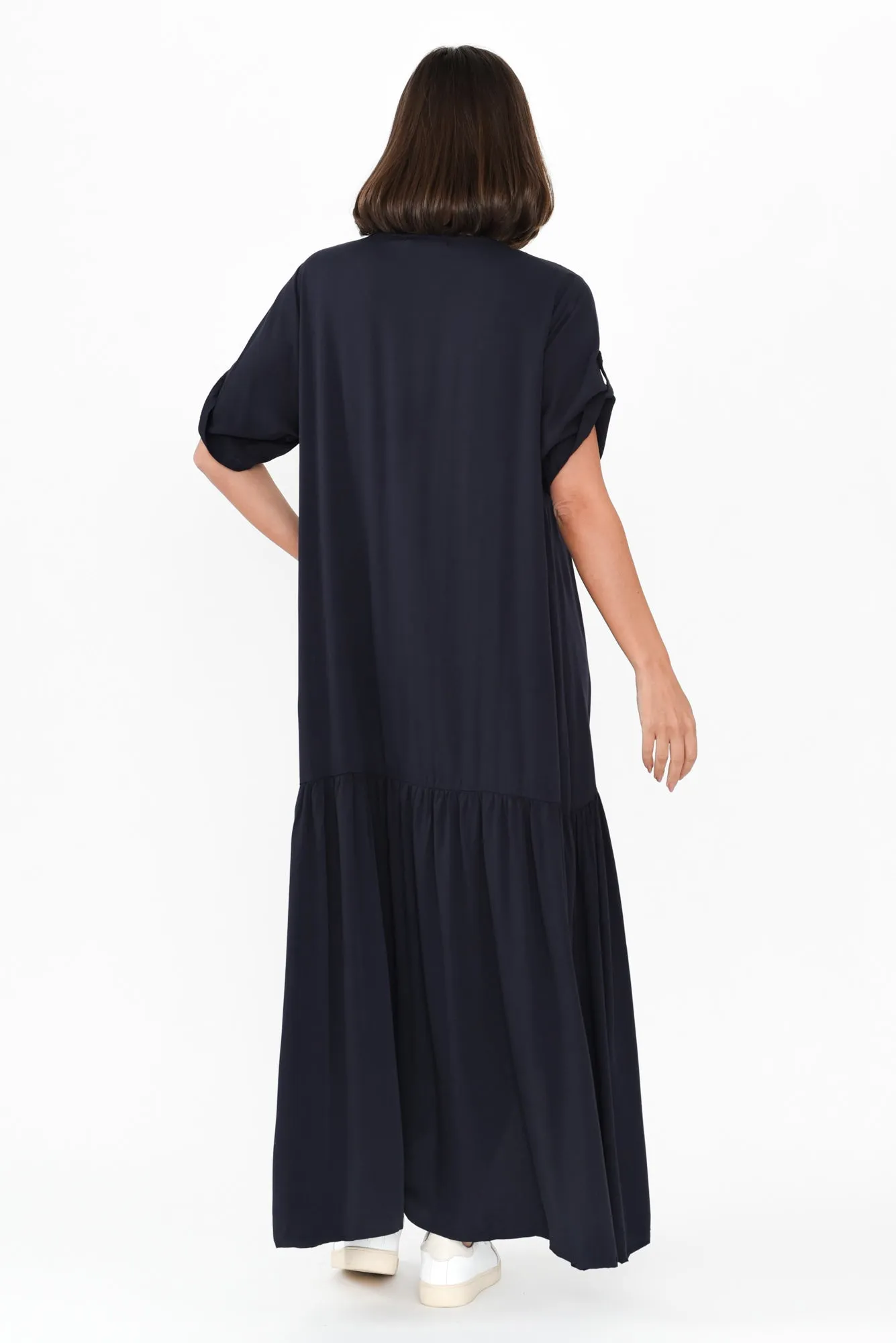 Navy Peak Maxi Dress