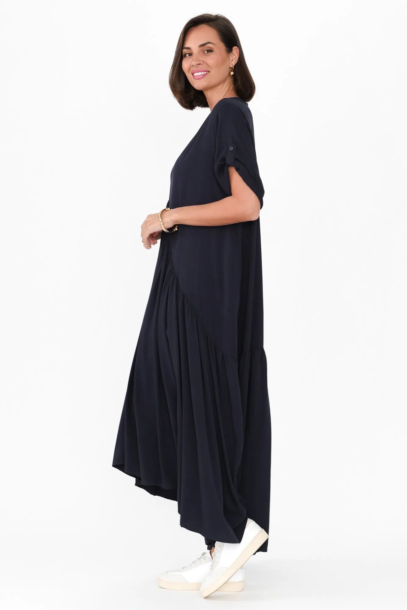 Navy Peak Maxi Dress