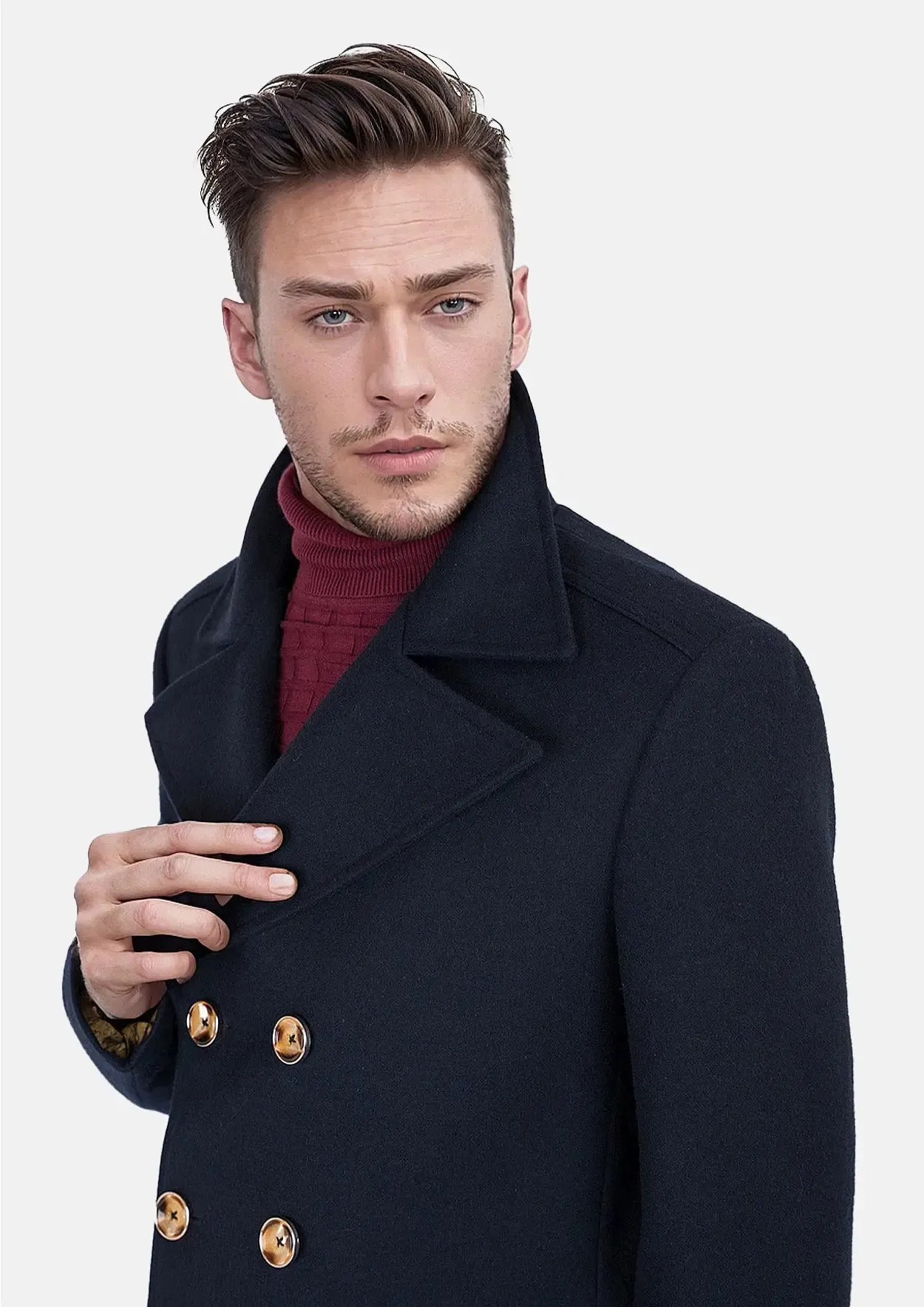 Navy Wool Signature Peacoat