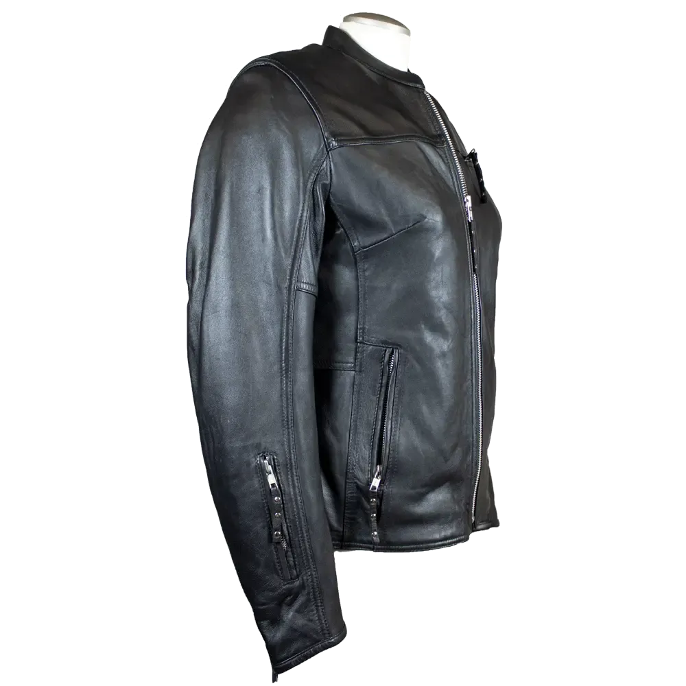 Open Road Women's Racer Leather Motorcycle Jacket