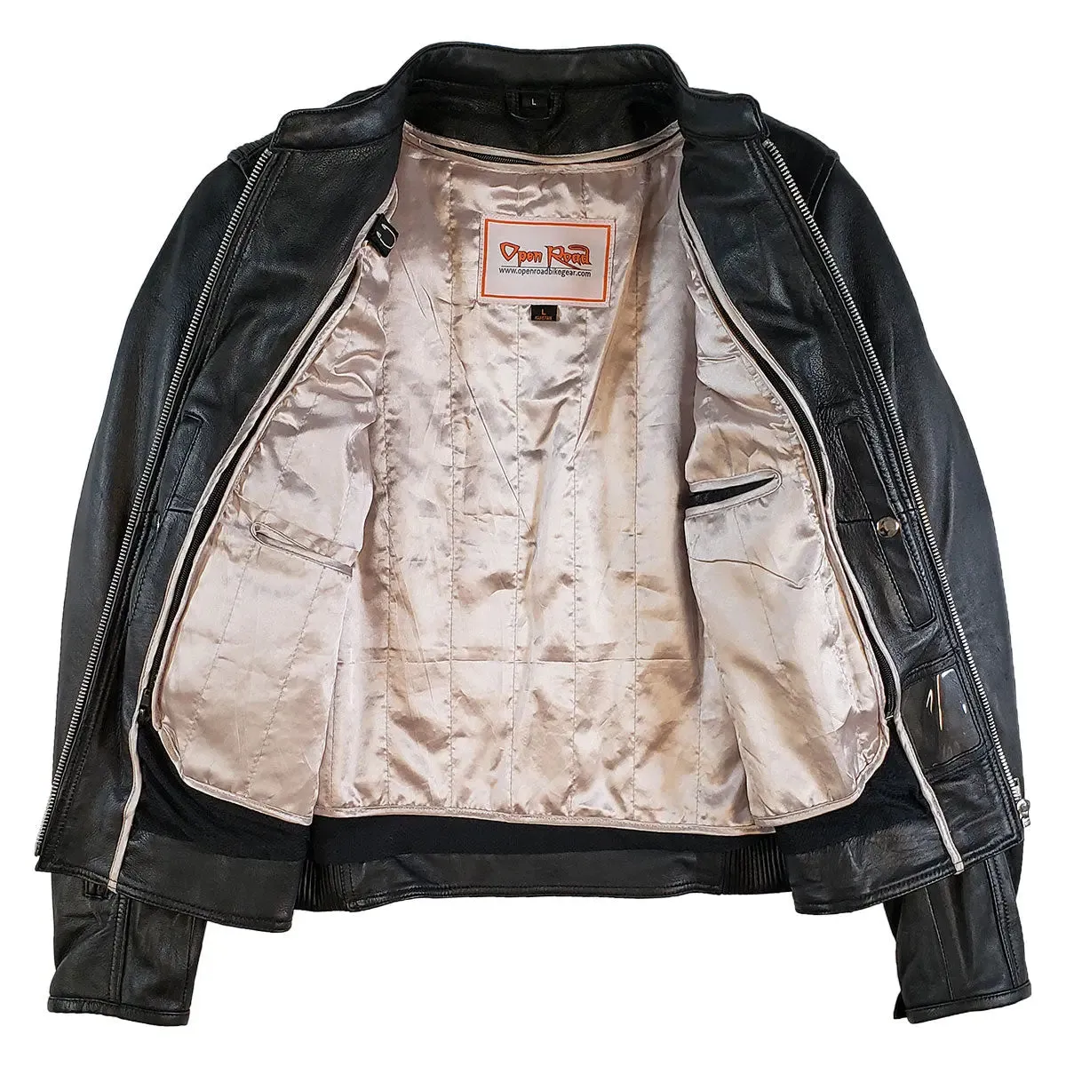 Open Road Women's Racer Leather Motorcycle Jacket