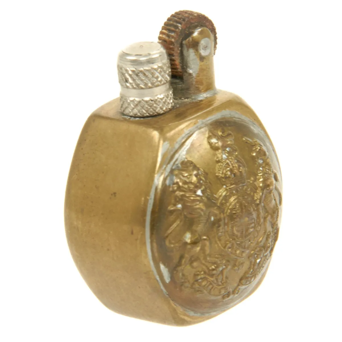 Original British WWI Tommy Trench Art Brass Lighter made from General Service Buttons