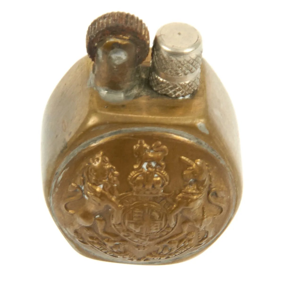 Original British WWI Tommy Trench Art Brass Lighter made from General Service Buttons