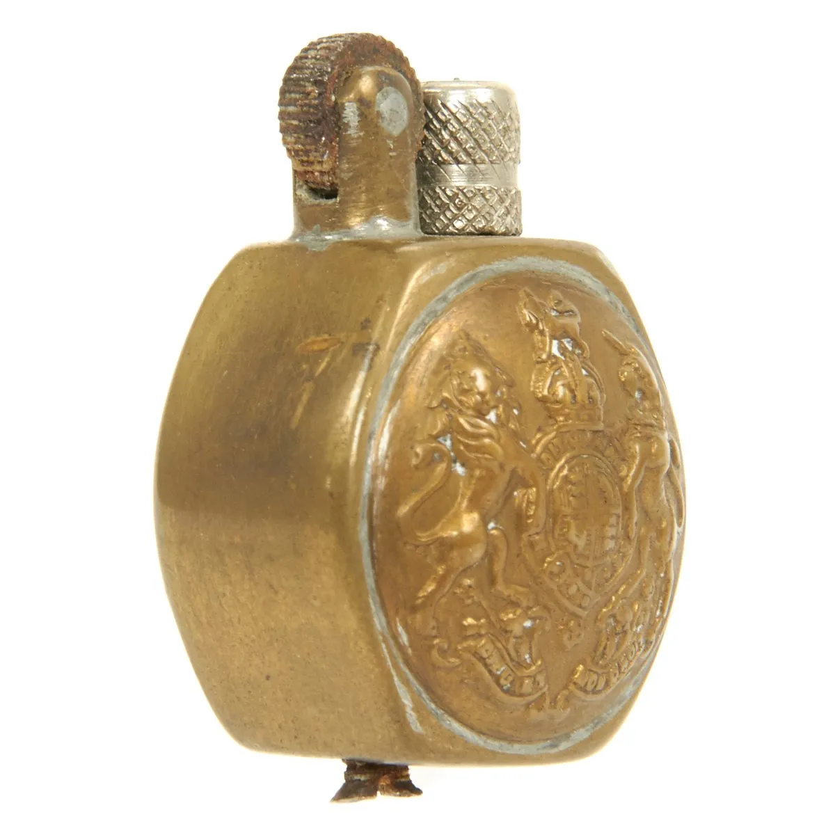 Original British WWI Tommy Trench Art Brass Lighter made from General Service Buttons