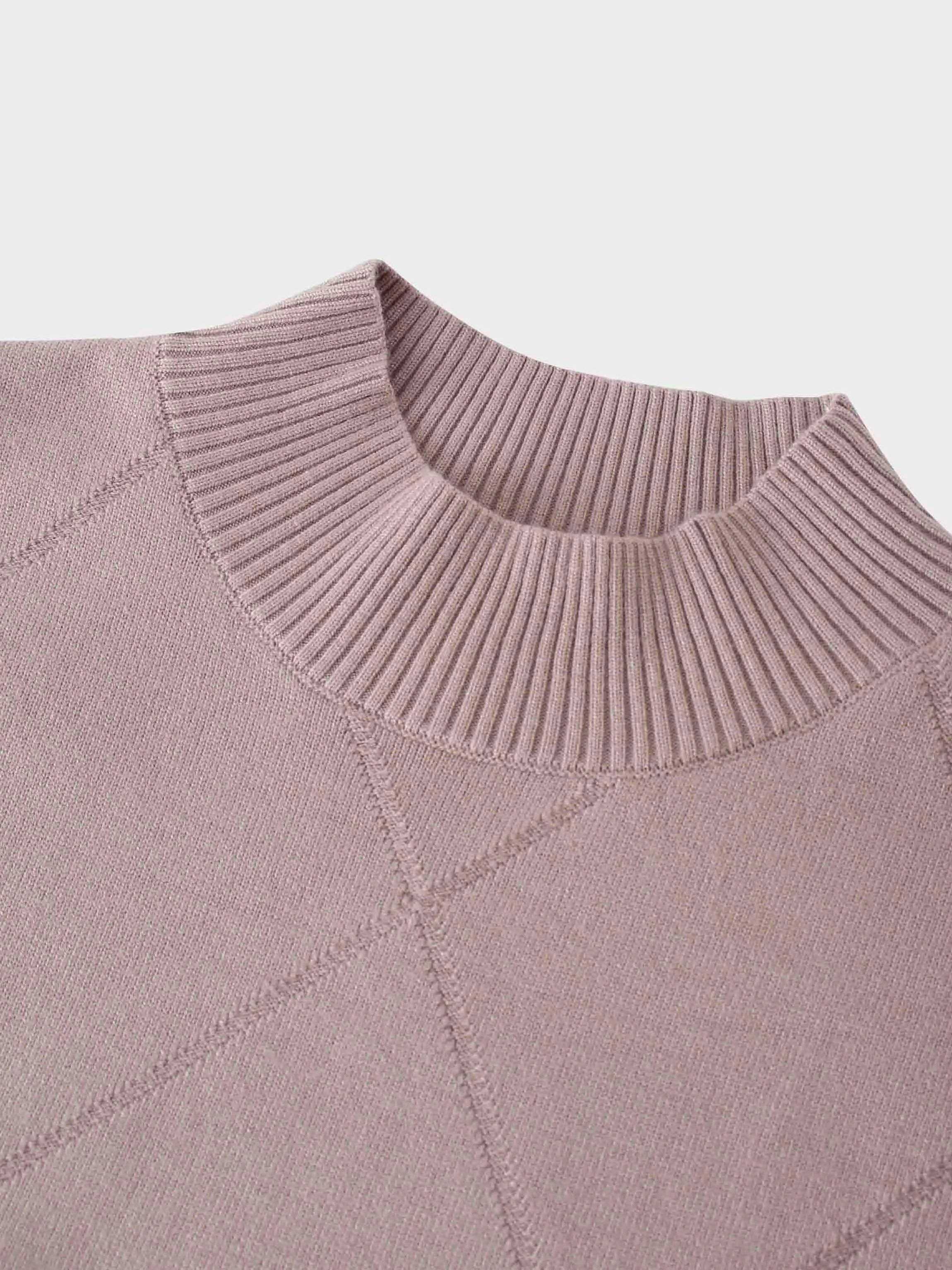 Oversized Diamond Detail Sweater-Taupe