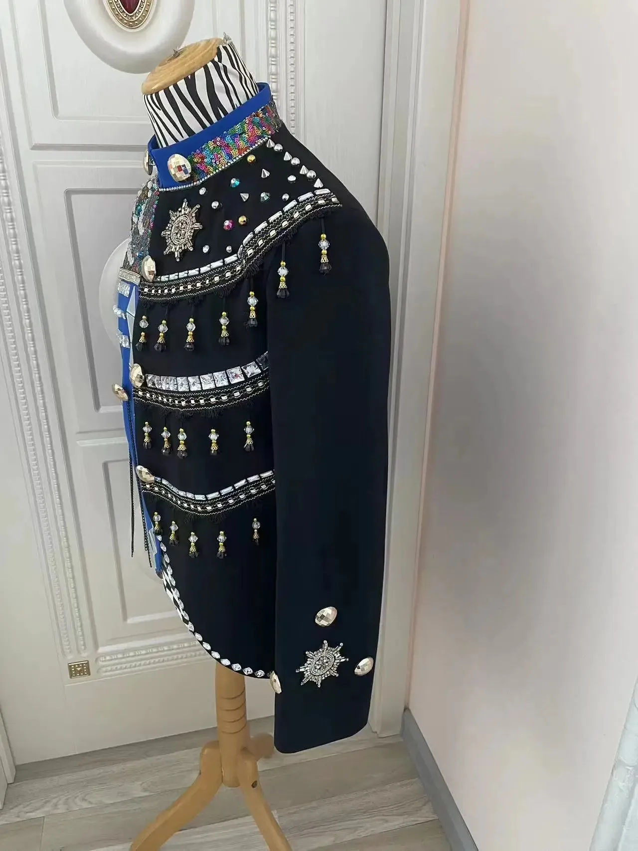 Patchwork Rhinestone Sequined Performance Jacket