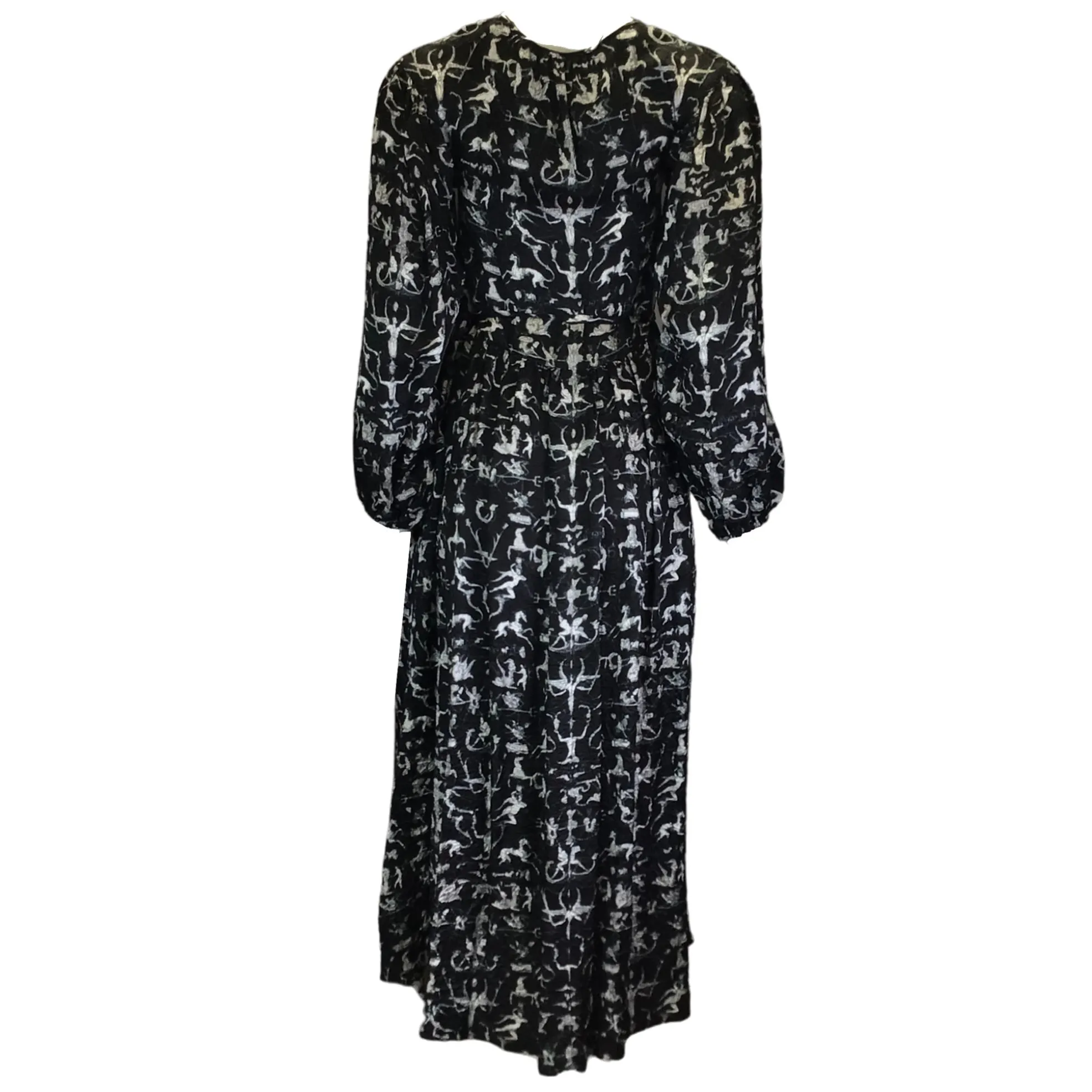 Patou Black / White Fairy Tale Print Buttoned Maxi Dress