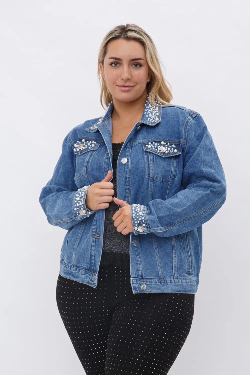 Pearl Embellished Demin Jacket