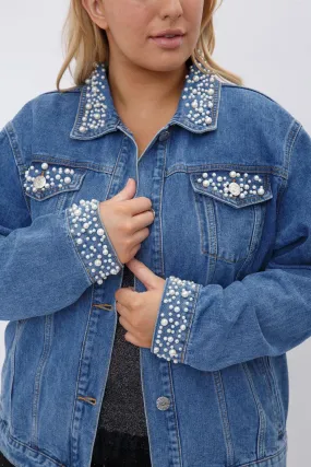 Pearl Embellished Demin Jacket