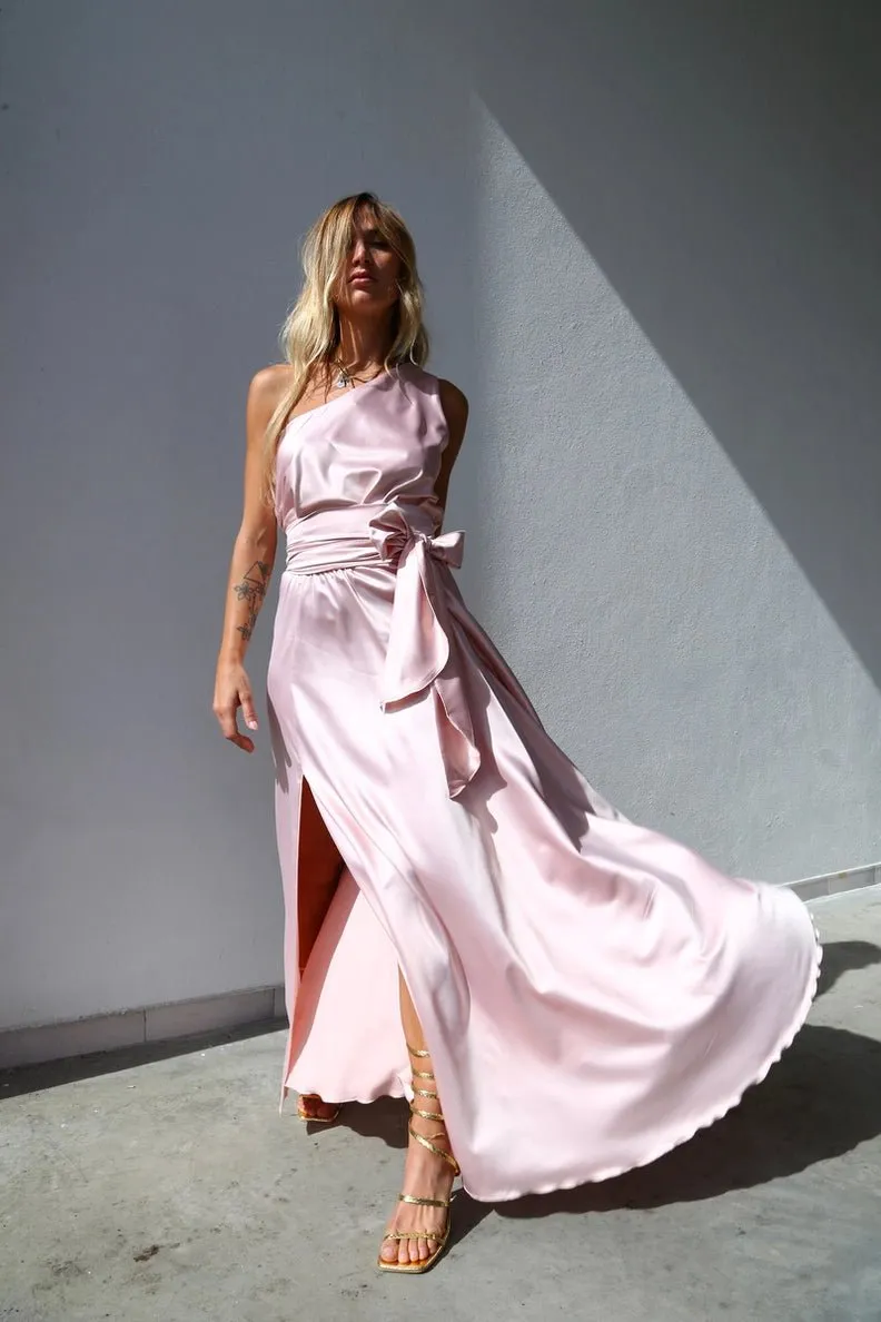 Petal Pink One Shoulder Maxi Dress