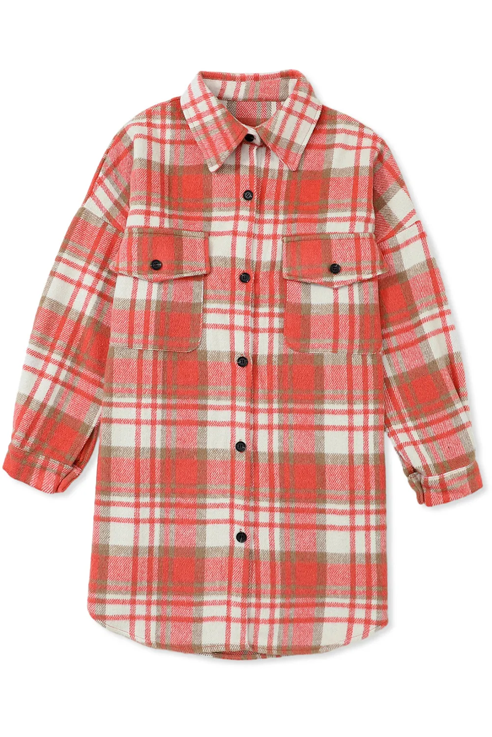 Plaid Flap Pocket Long Sleeve Shacket