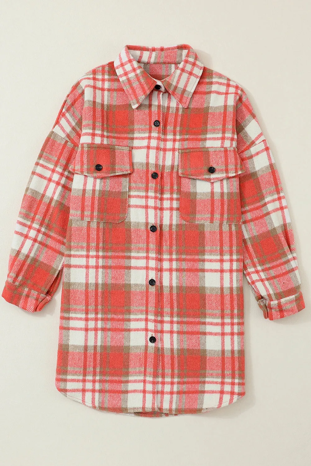 Plaid Flap Pocket Long Sleeve Shacket