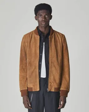 Plato Suede Bomber Mens Jacket | Tan