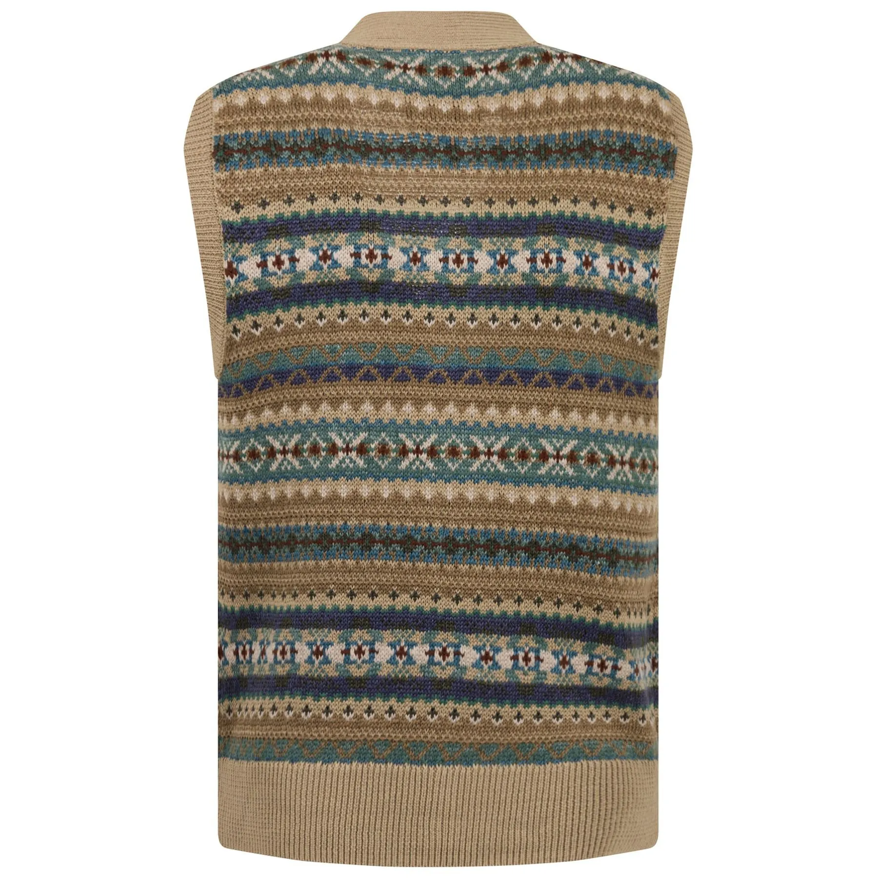 Polo Golf Fairisle Cashmere Tan Multi Vest - SS23