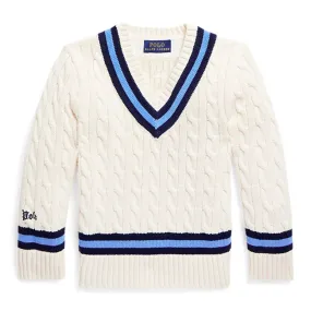 Polo Ralph Lauren Cricket Knitted Sweater Cream White/Navy Stripes