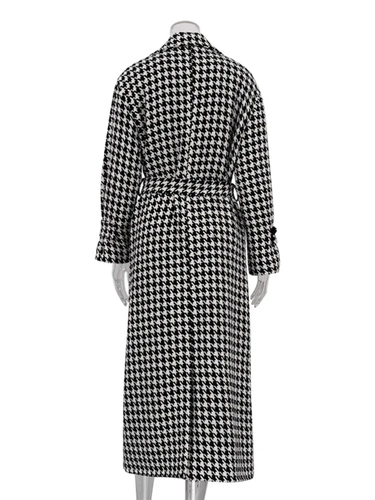 Pre Order:  Houndstooth Belted Trench Coat