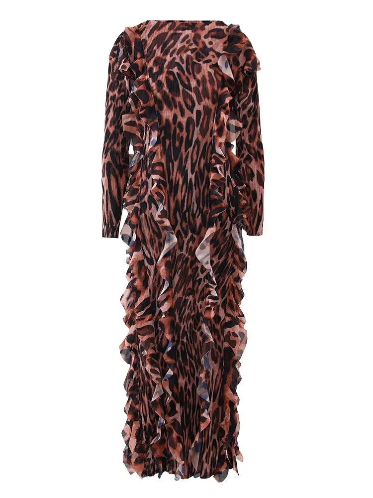 Pre Order:  Vintage Leopard Print Pleated Dress